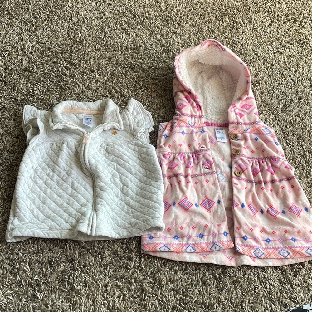 Carter’s Baby Girl Vests 2 Piece Bundle Pink Grey Sz 24 Month
